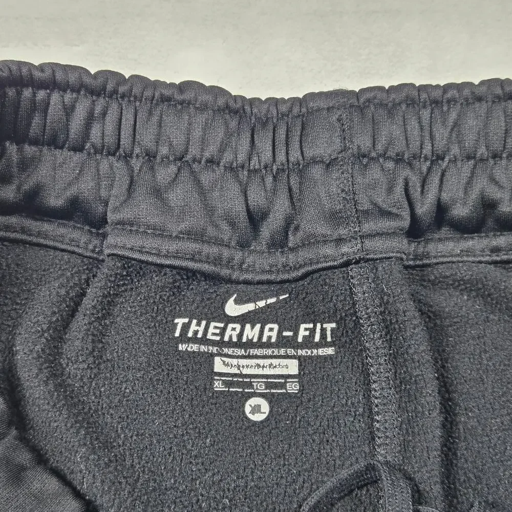 Nike Pants Size XL (32x30) Black Therma Fit Swoosh‎ Track Sweatpants Ankle Zip